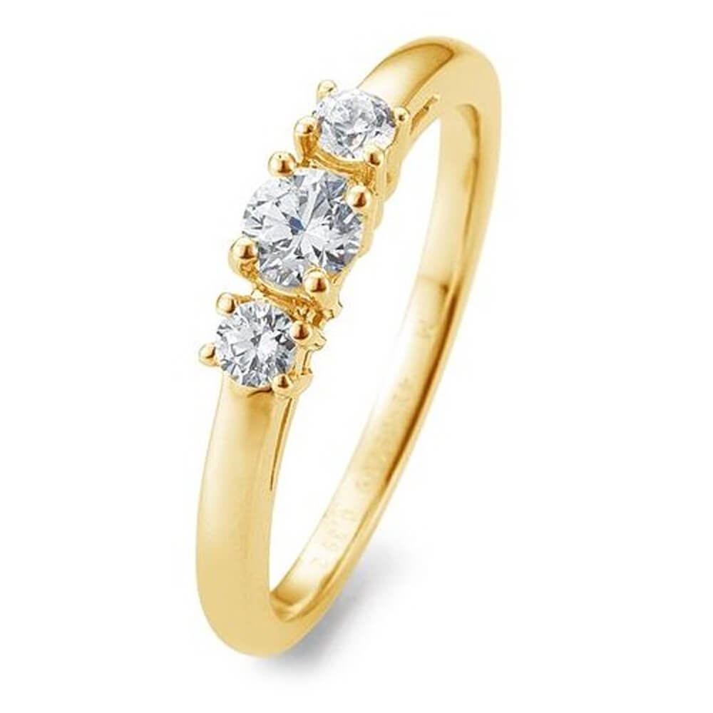Verlobungsring 3 Steine Gelbgold mit Lab-Grown Diamanten