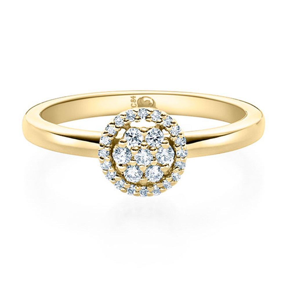 Verlobungsring Gelbgold Halo Ring Rubin 1590