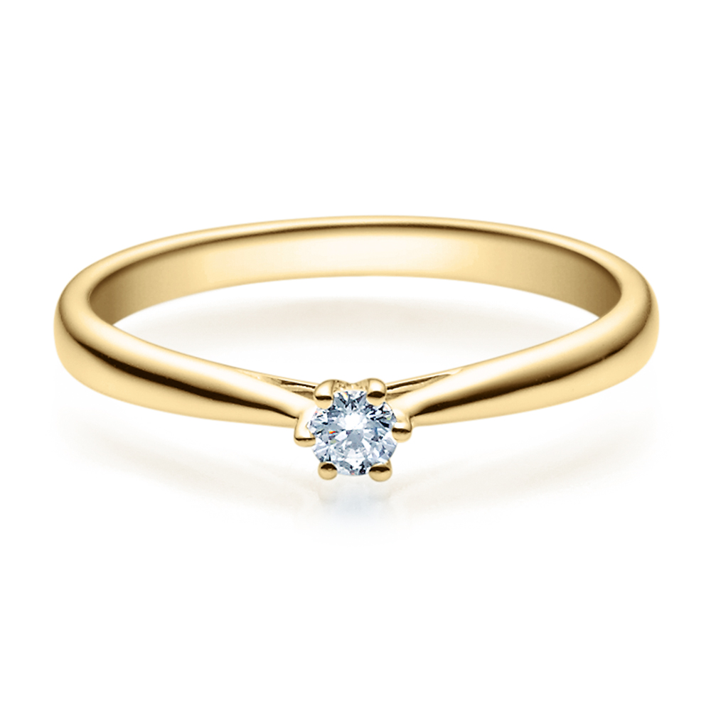 Rubin Verlobungsring 18007 Gelbgold Solitär Ring 0,100 ct. tw/si